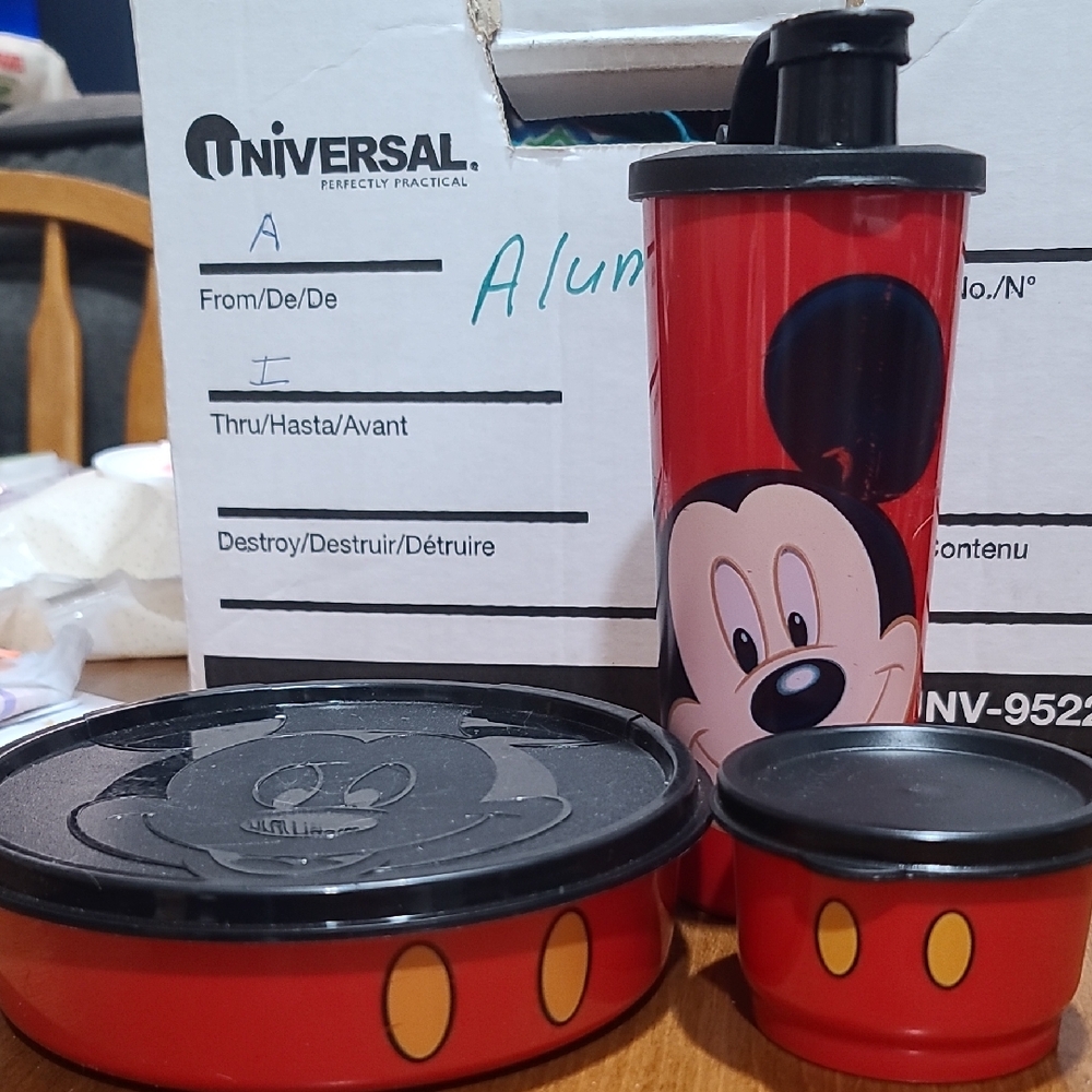 Disney Tupperware Mickey Mouse Red and Black Serveware Set